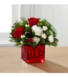 Merry and Bright Bouquet Vase. An arrangement by Dupree's Root 88 Garden Center and Florist.