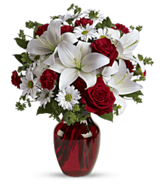 B My Love bouquet w Red Roses. An arrangement by A Touch of Class Flowers and Drapery.