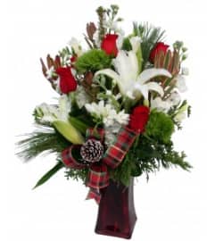Christmas Arr in a VASE. An arrangement by Chelsea Florist, Inc.