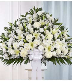 Heartfelt Sympathies Standing Basket-White XL. An arrangement by Lovingly Charlotte.