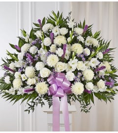 Heartfelt Sympathies Standing Basket- Lavender. An arrangement by Lovingly Charlotte.