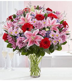 An Adoring Love Bouquet in Vase. An arrangement by Anthurium Gardens Florist.
