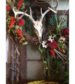 Skull Wreath. An arrangement by Doyle's Flower Shop.
