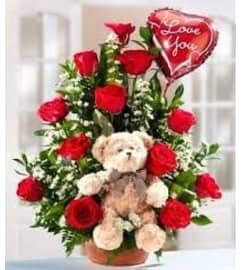 Love u bear. An arrangement by Sassy Stems Flowers.