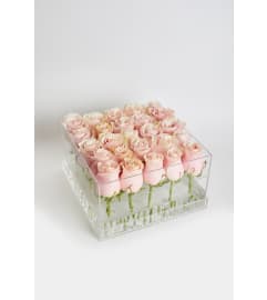 Acrylic Box square 25 Roses. An arrangement by Grower's Flower Market and Gifts.