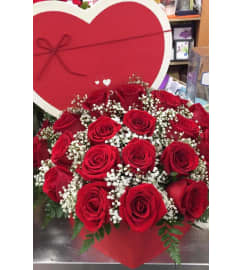 Red Heart Rose Bouquet. An arrangement by Flower World and Gifts.
