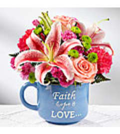 Faith with hope and love. An arrangement by Tim's Florist and Garden.