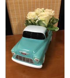 Chevy pickup. An arrangement by K1 Floral Studio.