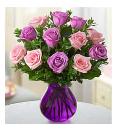 Lavender and Pink-Rose Romance. An arrangement by Elegant Florist.
