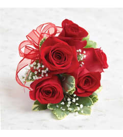 Wedding Red Rose Corsage. An arrangement by Burlington Flowers.