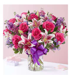 Beautiful vase. An arrangement by Burlington Flowers.