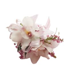 Wedding Cymbidium Orchard Corsage. An arrangement by Burlington Flowers.