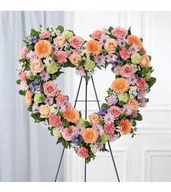 Sympathy Always Remember Standing Heart Pastels. An arrangement by Burlington Flowers.