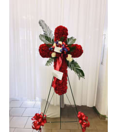 Eternal Grace Cross. An arrangement by Sonia's Florist.