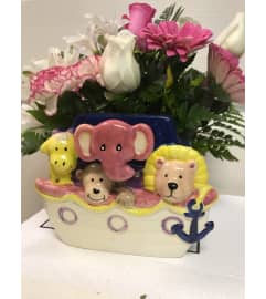 Noah's ark bouquet (Boy or Girl). An arrangement by Seasons Change Designs.
