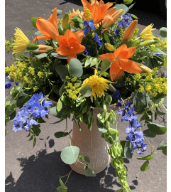Beautiful Birdbath. An arrangement by The Farm and Floral Market.