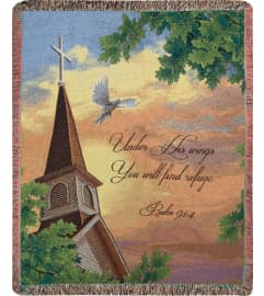 Under His Wings Tapestry Throw. An arrangement by Simpson's Florist.