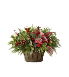 The Holiday Homecomings Basket by FTD Flowers. An arrangement by Roma James Gifts.