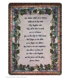 Grapevine Lord's Prayer Tapestry Throw. An arrangement by Simpson's Florist.
