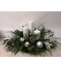 Silver Centerpiece By Jennifer. An arrangement by Jennifer's Flowers and Gifts.