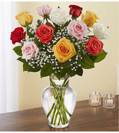 Mixed Roses Elegance Vase Arrangement. An arrangement by Elegant Florist.