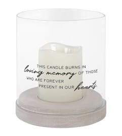 loving Memory Glass Hurricane. An arrangement by Novak's Flower Shoppe.