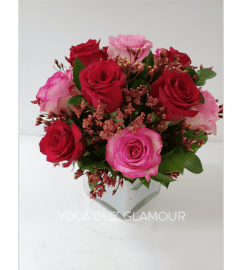 Pink And Red Roses Glamour. An arrangement by Brickell Exclusive Blooms.