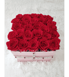 Preserved Red Roses in Square Box 2 Years Life span. An arrangement by Brickell Exclusive Blooms.