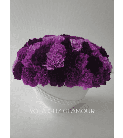 Channel Ceramic and Carnations. An arrangement by Brickell Exclusive Blooms.