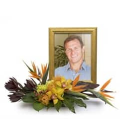 Tropical Breeze Memorial. An arrangement by Pretty Petals Floral Boutique.