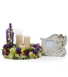 Angel Frame Memorial. An arrangement by Pretty Petals Floral Boutique.