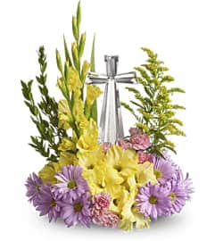 Teleflora's Easter Crystal Cross Bouquet. An arrangement by Love Story Florist.