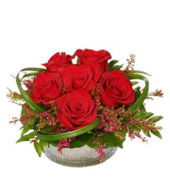 FSN-ROSEY RED POSEY. An arrangement by Erika's Flowers.