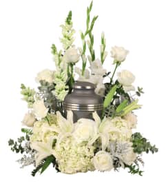 FSN- ETERNAL PEACE URN. An arrangement by Erika's Flowers.