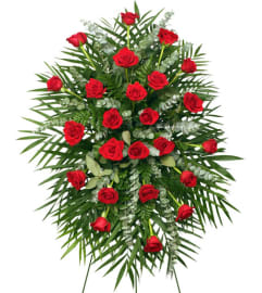 FSN-RED ROSES STANDING SPAY. An arrangement by Erika's Flowers.