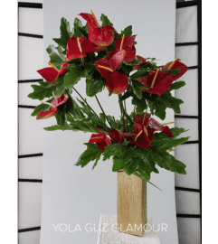 Red Oval Anthurium. An arrangement by Brickell Exclusive Blooms.