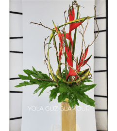 Red Heliconia. An arrangement by Brickell Exclusive Blooms.