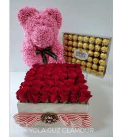 Channel Roses in Box Luxe. An arrangement by Brickell Exclusive Blooms.