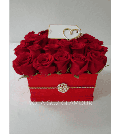Channel Roses in a Box. An arrangement by Brickell Exclusive Blooms.