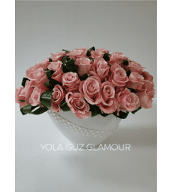 Channel Roses in White modern vase. An arrangement by Brickell Exclusive Blooms.