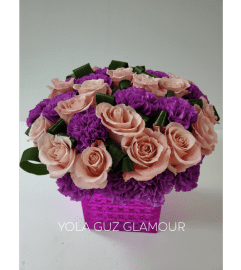 Channel Roses and Carnations. An arrangement by Brickell Exclusive Blooms.