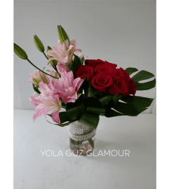 Channel Lilies and Roses. An arrangement by Brickell Exclusive Blooms.