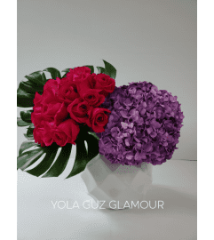 Passion Roses in Ceramic. An arrangement by Brickell Exclusive Blooms.