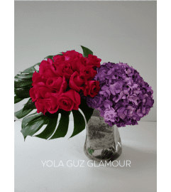 Passion Roses in Glass. An arrangement by Brickell Exclusive Blooms.