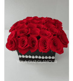 Channel Roses in Black Box. An arrangement by Brickell Exclusive Blooms.