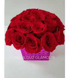 Roses in Hot Pink Ceramic. An arrangement by Brickell Exclusive Blooms.