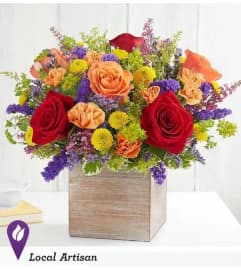 Modern Wooden Cube Arrangement Glamour. An arrangement by Brickell Exclusive Blooms.