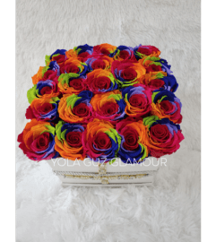 Rainbow Preserved Roses. An arrangement by Brickell Exclusive Blooms.