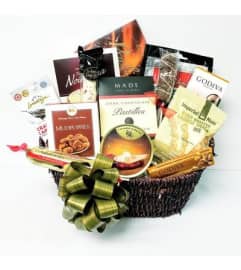 Perfect Indulgence Gift Basket. An arrangement by Cambridge Flowers and Co.