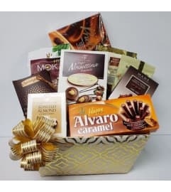 Sweets Lover Gift Basket. An arrangement by Cambridge Flowers and Co.